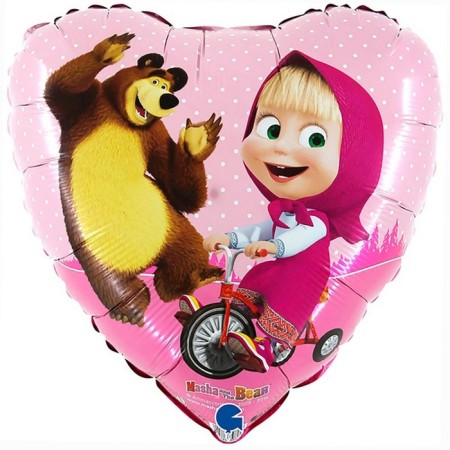 Foil ball 18 "Masha and the bear", heart