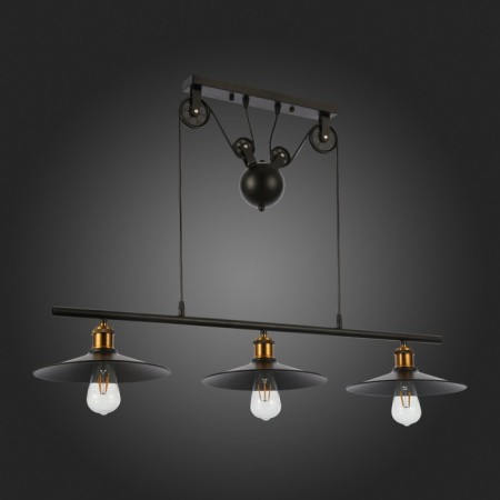 Suspended EVOLUCE lamp. Sle120503-03. ESPERAZZA. 3x60 watts, E27, 96x26 cm, black color-4