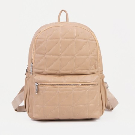 Women's backpack made of artificial leather with lightning, beige color