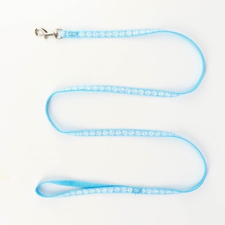 The set of stitched "paws", leash 120 x 1 cm, OG 23-35 cm, blue-5