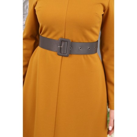 Female dress, size 50, mustard color-10