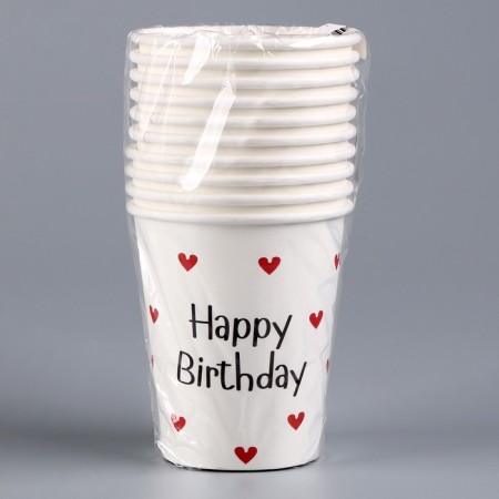 A one -time paper glass "Happy Birthday", 250 ml-4