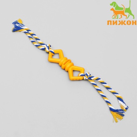Chewing toy with rope "Bow", 11 cm, mix of flowers