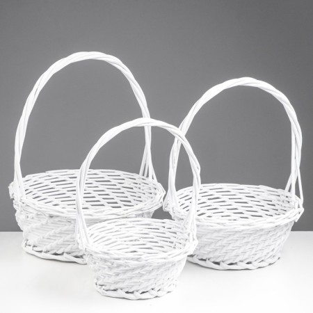 A set of baskets 3 pcs, willow, white