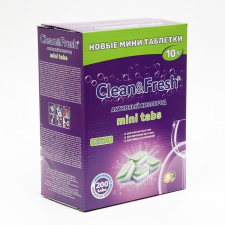 Clean & Fresh dishwasher tablets, All In1 Mini Tabs, 200-4