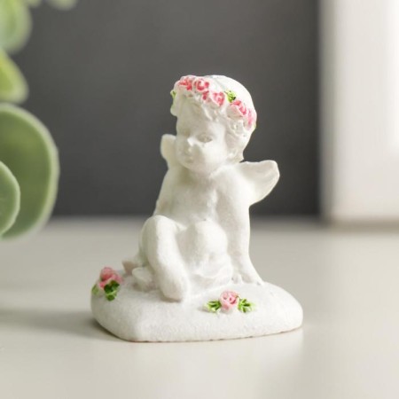 Figure Polystone "Angel on the heart in roses" mix 3.7x3.3x2 cm-1