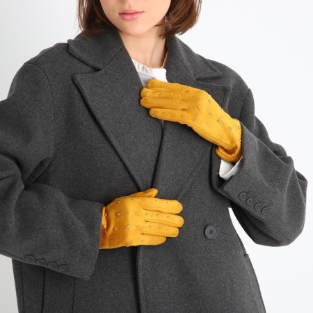 Gloves are female, dimensionless, without insulation, mustard color-4