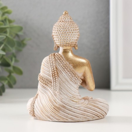 Souvenir Polystone "Buddha in a white robe" 5x9.5x12 cm-2