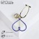 Brooch "Stethoscope" heart, blue color in gold