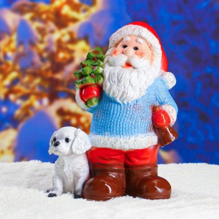 New Year's figure "Santa Claus with a Christmas tree" with sparkles 37cm