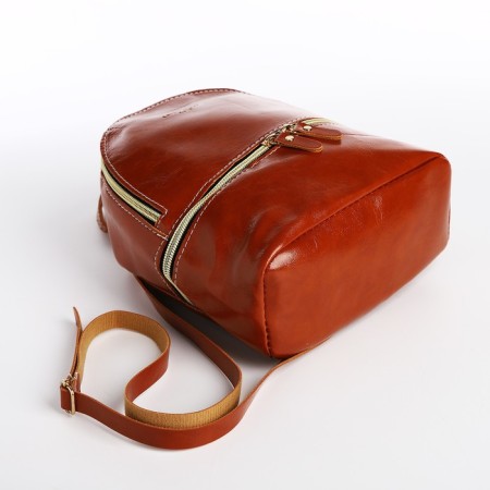 Open-ryukzak-mini made of artificial leather with lightning, brown color-2