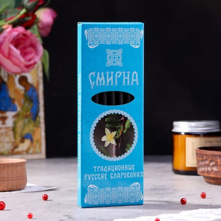 A set of traditional Russian incense "Smirna", 7pcs + stand-3