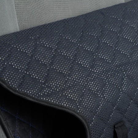 The cape on the seat "Alcantara" 140 x 52 cm, black with a blue line-4