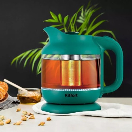 Electric ketter KitFort KT-6663, glass, 1.2 l, 1630 watts, green-5
