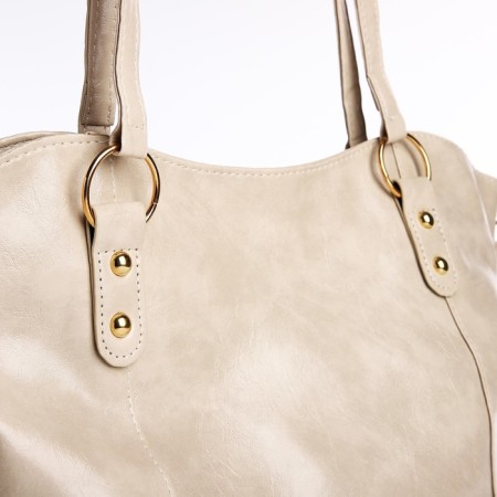 Zipper bag with lightning, beige color-3