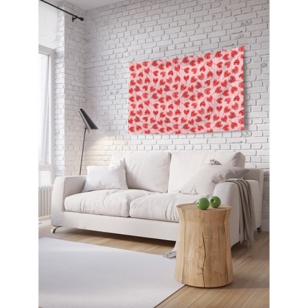 Decorative panel with photo printing "Leaflet with hearts", horizontal, size 100x150 cm