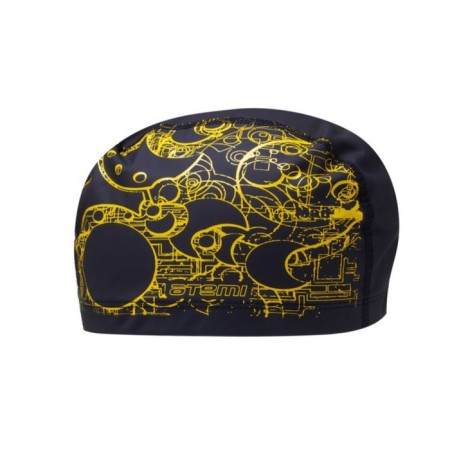 ATEMI Pu 303 swimming cap, fabric with a coating, black color, gold print,-1