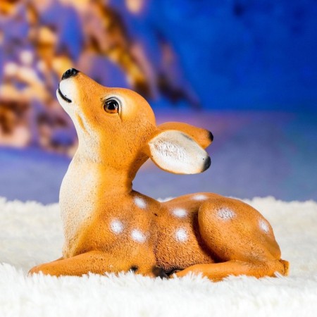 Garden Figure "Lying Olenenok" from the polystone good souvenirs, 24 cm, medium, brown-6