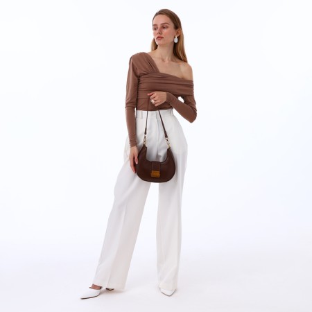 Female bag Textura, small size, brown color-9