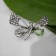 Brooch "Extra-shaped butterfly", white-green color in silver