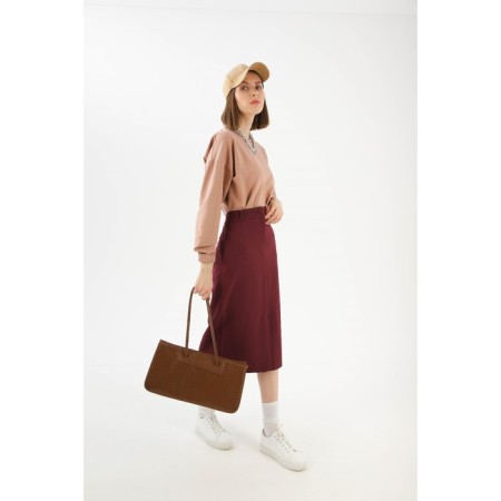 Bag Women's Tout with zipper, brown color-4