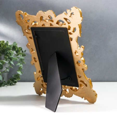 Photo frame Polystone 10x15 cm "Lush leaves and forget -me -nots" gold 26.5x21.5 cm-2