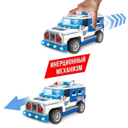 Block Constructor "Police jeep", light and sound effects, drives, 72 details-3