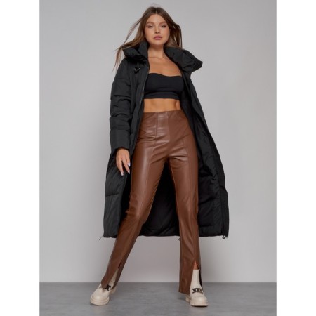 Coat insulated winter female, size 42, black color-12