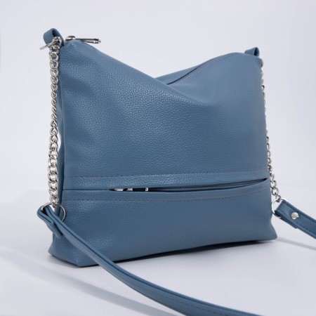 Bag Cross-Bodi with a zipper, blue color-3
