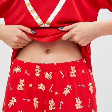 Female home set (jumper/pants), red color, size 52-3