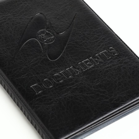 Cover for passport and auto documents, black color-6