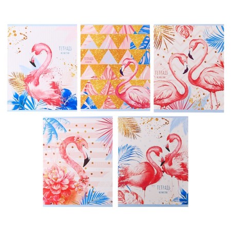 Notebook of 48 sheets in Calligrata Flamingo cage, cover coated cardboard, uf-lak, offset block, mix