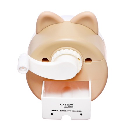 Mechanical sharpener with container, beige/white ears-6