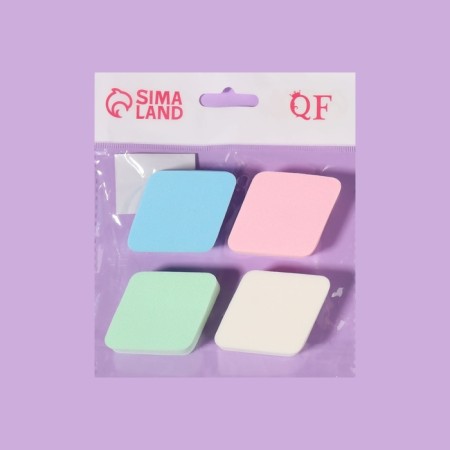 Makeup sponge "Rombs", set - 4 pcs, 6.5 × 5 cm, multi -colored-6