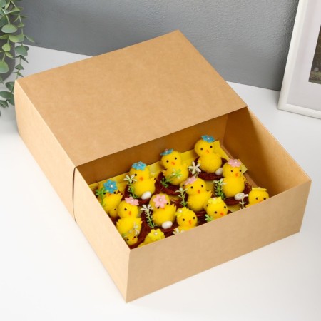 Easter souvenir "Tsypa with a chicken in a nest with flowers" set of 12 pcs 5x5x5 cm-2