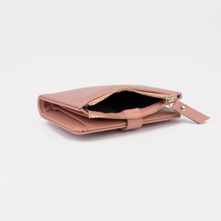 Women's wallet on the button, beige-pink color-2