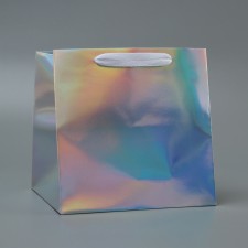 A packet for a cake with a square bottom, holographic, 20 x 20 x 20 cm