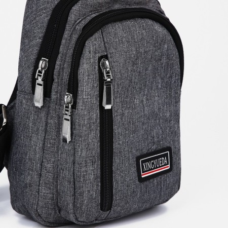 Male sling bag from textiles, gray color-3