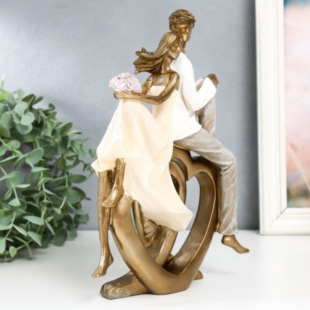 Polystone souvenir "Double Heart" Sanding 7.5x17.5x25 cm-1