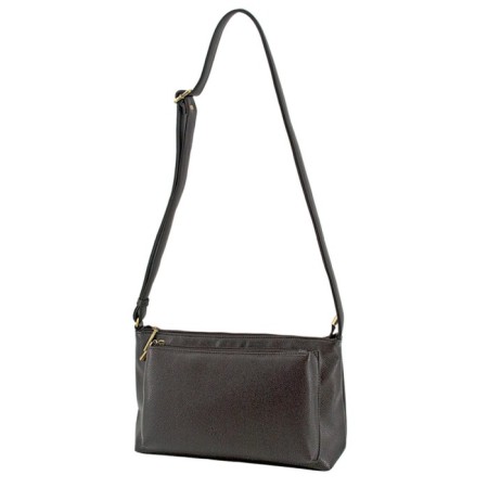 Bag women, artificial leather, dark brown 30x8x20 cm