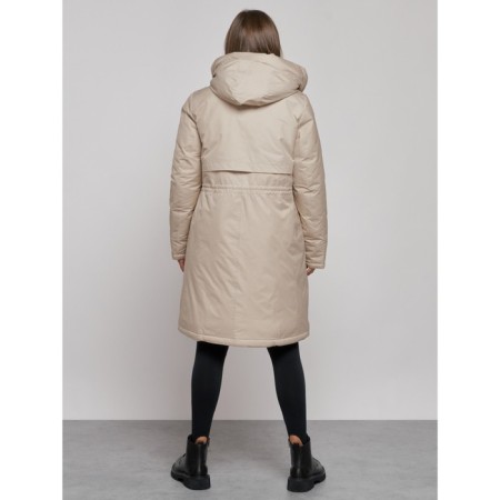 Coat insulated winter female, size 44, beige color-3