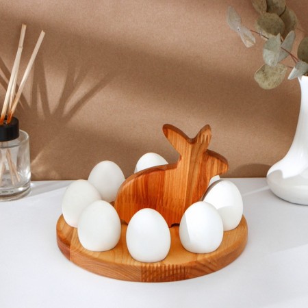 Easter set ADELICA, Menzhitsa Hare, Egg stand 8 cells, D = 20 × 1.8 cm, thermonaclemes 7 pcs, birch-5