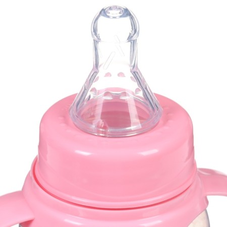 A bottle for feeding "Bunny, Donut", classic throat, 250ml., 0 months, cylinder, with handles-8