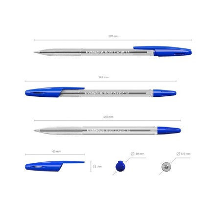 A set of ballpoint pens Erichkrause R-301 Classic Stick, 8 pieces, node 1.0 mm, blue ink blue-3
