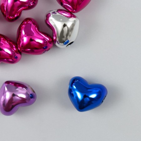 Busina for creativity plastic "Heart glossy metallic" mix 1.3x1.5x1.1 cm-1