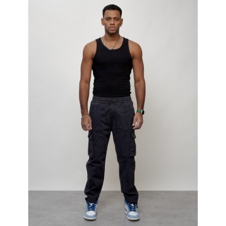 Cargo jeans men, size 48, dark gray color-7