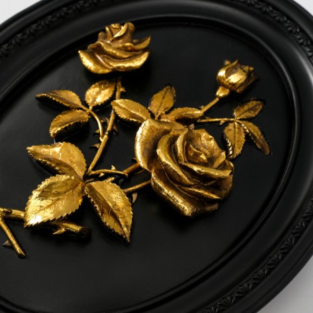 Panel Interior Polystone "Golden Roses" black 18x3x23 cm-2