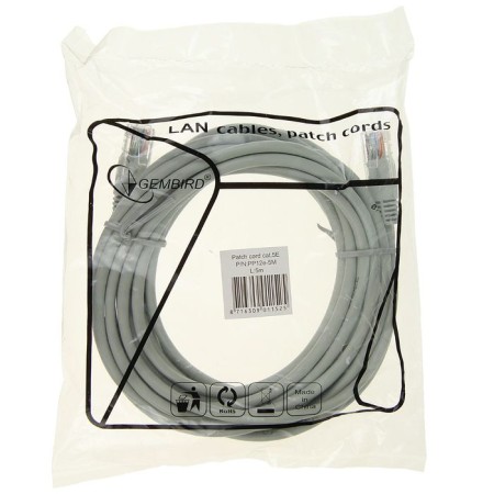 Gembird PP12E-5M patch cord, UTP 5E cat., RJ-45 (M) -RJ-45 (M), 5 m, gray-2