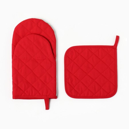 Set of kitchen. Ethel "Mistress" mittens 15x28cm, 19x19cm tack, 100%HL-2
