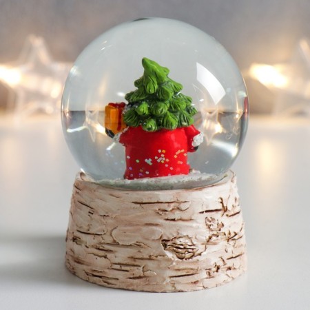 Souvenir Polystone Water Ball "Gnomik with a gift" 7x6.7x8.8 cm-3